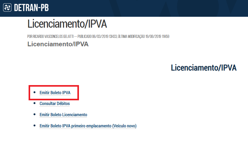 Licenciamento IPVA